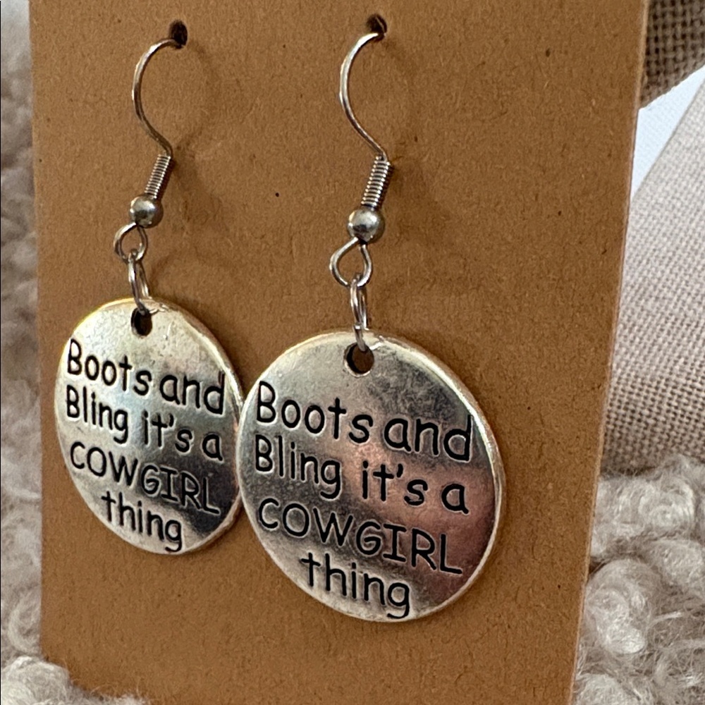 Silver Cowgirl Earrings - Picture 2 of 2